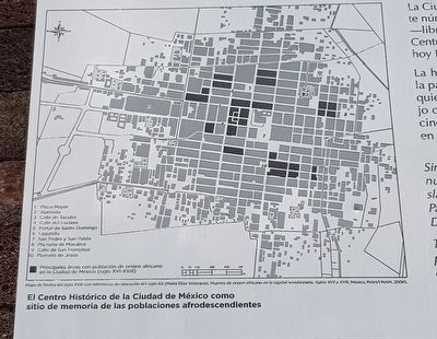 The main areas with a population of African origin in Mexico City (16th-18th century) image. Click for full size.