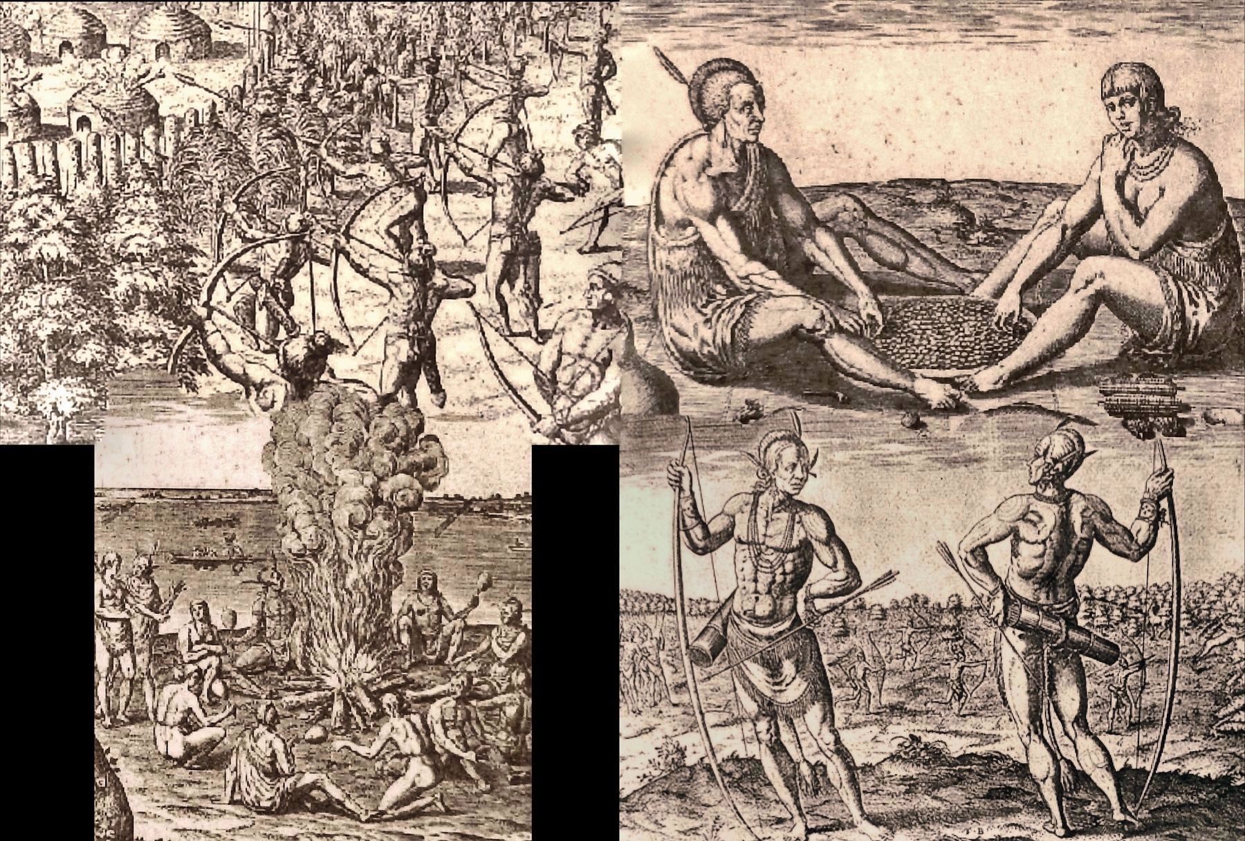 Marker detail: Images of Native American Life by Theodor De Bry image. Click for full size.
