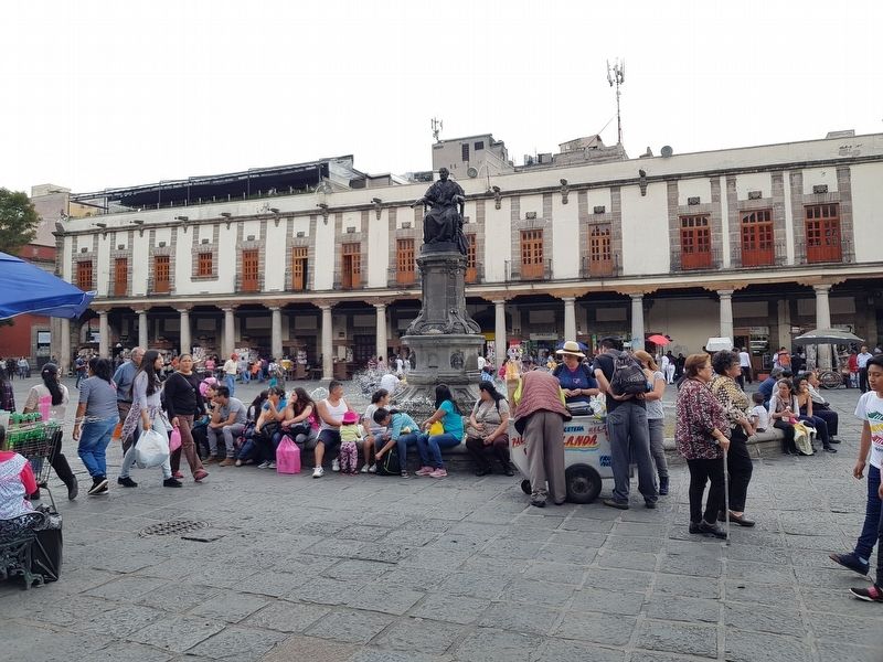 A statue of Josefa Ortiz de Domnguez in the Plaza of Santo Domingo image. Click for full size.