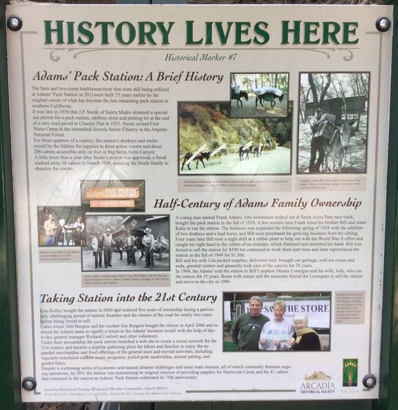 Adams Pack Station Marker. Click for full size. Adams Pack Station Marker image. Click for full size.