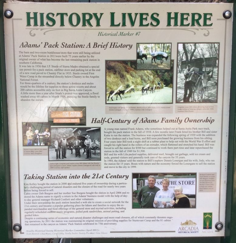 Adams Pack Station Marker image. Click for full size.