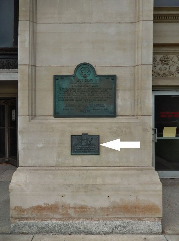Lucas County War Savings Stamps Marker (<i>tall view; this marker below; related marker above</i>). Click for full size. Lucas County War Savings Stamps Marker (<i>tall view; this marker below; related marker above</i>) image. Click for full size.