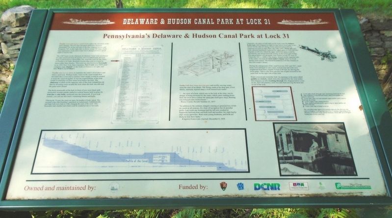Pennsylvania's Delaware & Hudson Canal Park at Lock 31 Marker image. Click for full size.