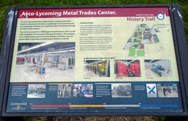 Avco-Lycoming Metal Trades Center Marker. Click for full size. Avco-Lycoming Metal Trades Center Marker image. Click for full size.