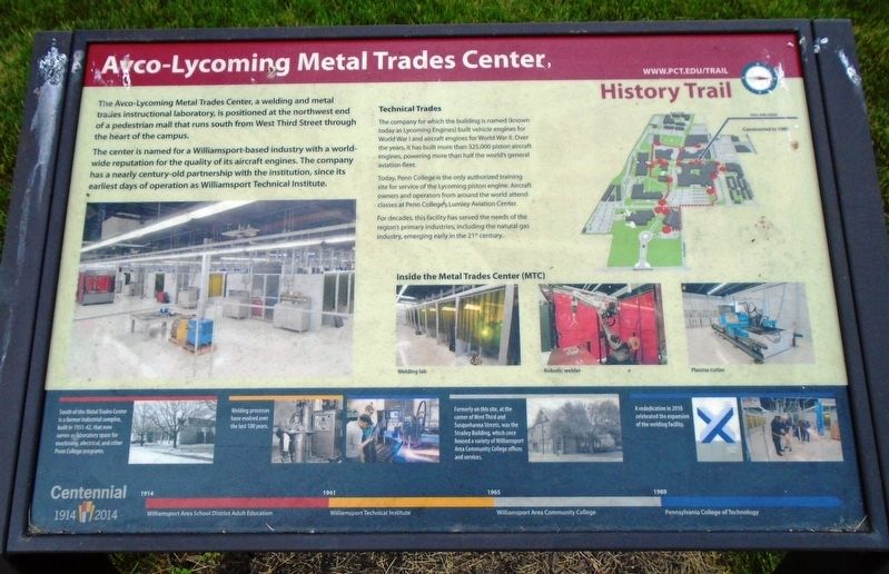 Avco-Lycoming Metal Trades Center Marker image. Click for full size.
