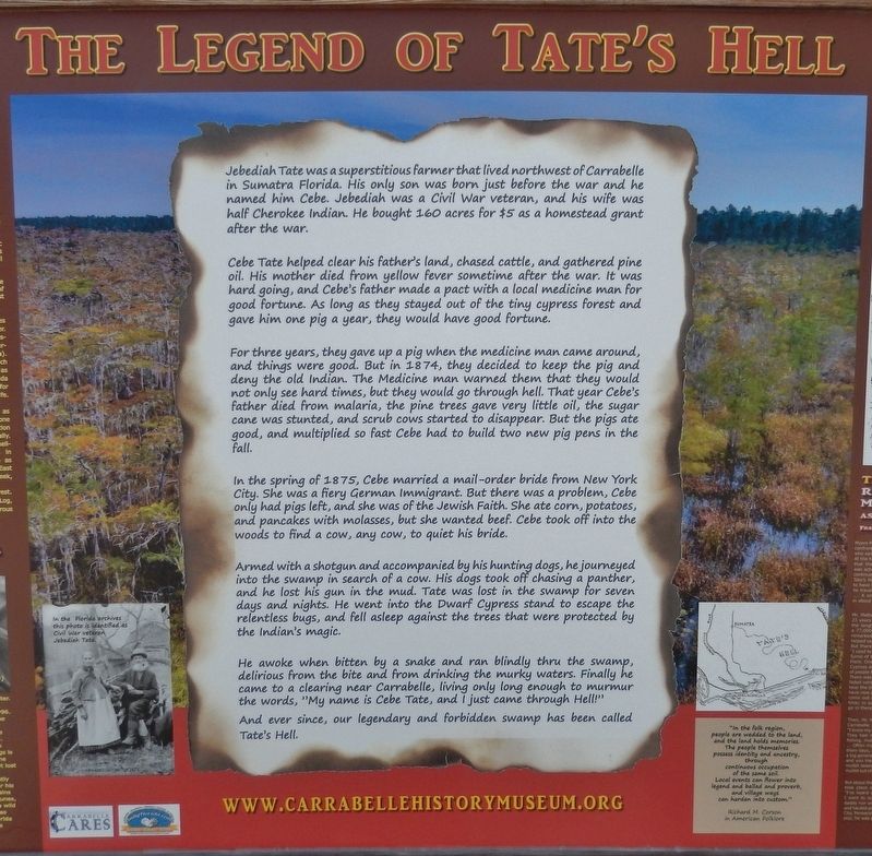 The Legend of Tate's Hell Marker image. Click for full size.