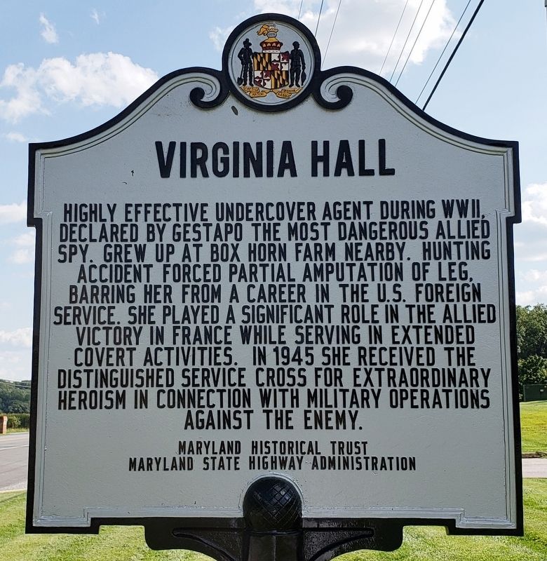 Virginia Hall Marker image. Click for full size.
