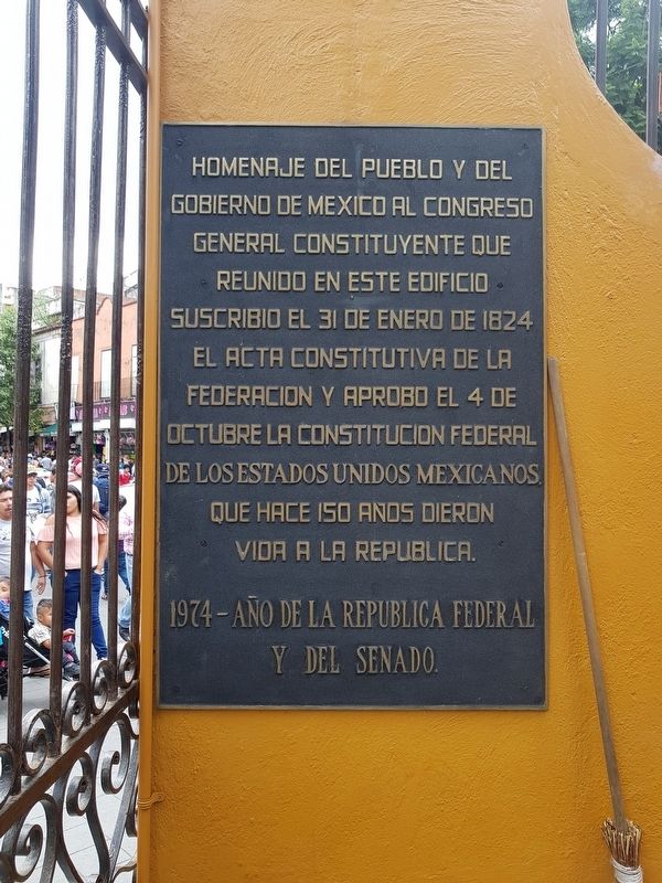 A nearby additional marker on the 150th anniversary of the Mexican Constitution image. Click for full size.