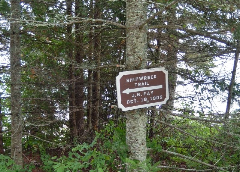 Shipwreck Trail Sign (<i>located near the marker & pointing toward the shipwreck ruins</i>). Click for full size. Shipwreck Trail Sign (<i>located near the marker & pointing toward the shipwreck ruins</i>) image. Click for full size.