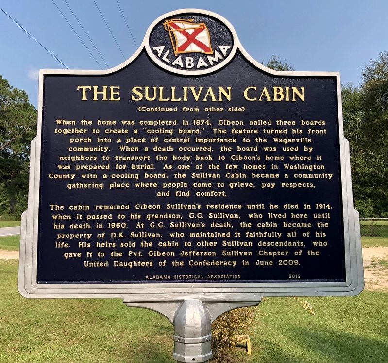 The Sullivan Cabin Marker (reverse) image. Click for full size.
