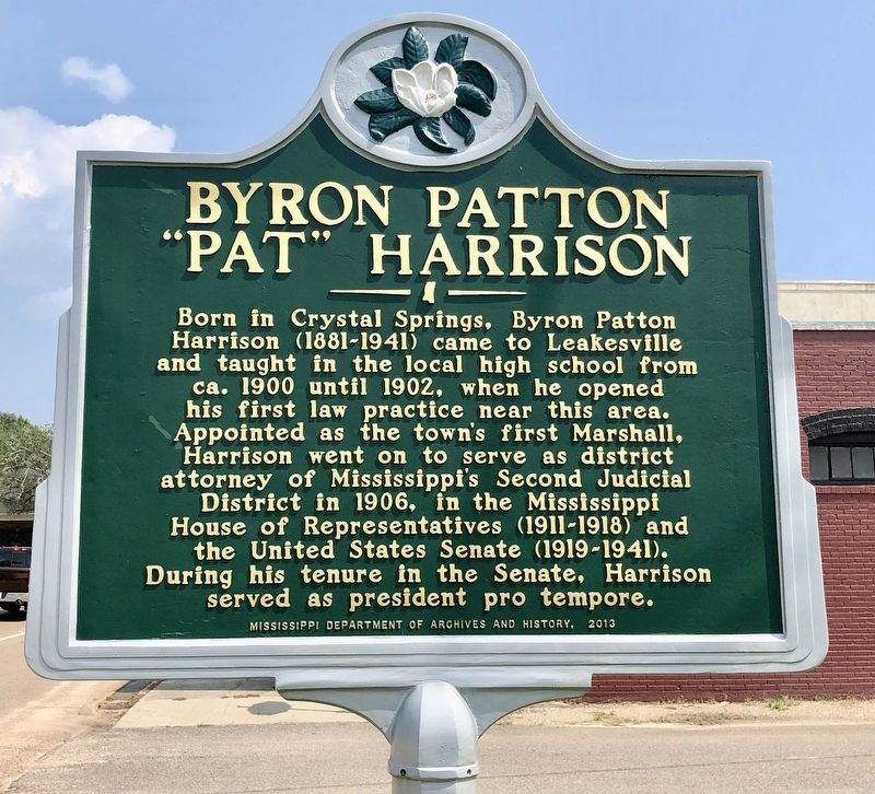 Byron Patton "Pat" Harrison Marker. Click for full size. Byron Patton "Pat" Harrison Marker image. Click for full size.