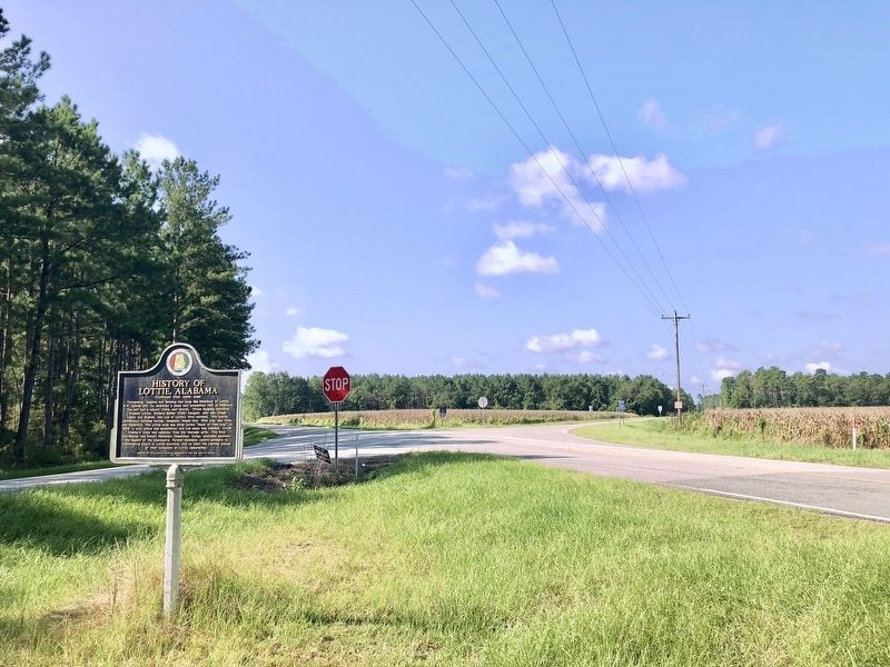 View of marker at intersection of Jack Springs and Lottie Roads. image. Click for full size.