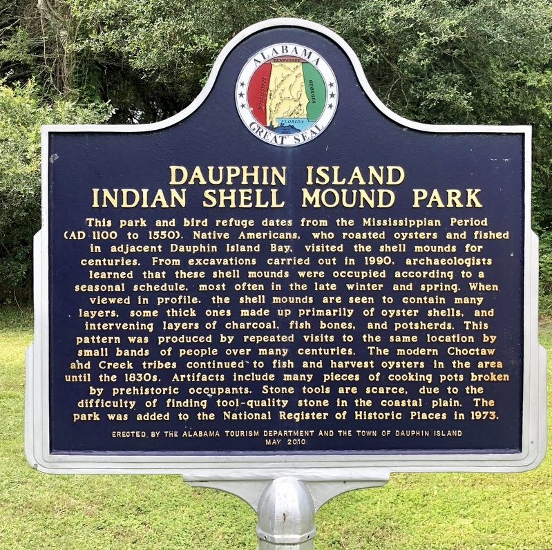 Dauphin Island Indian Shell Mound Park Marker image. Click for full size.