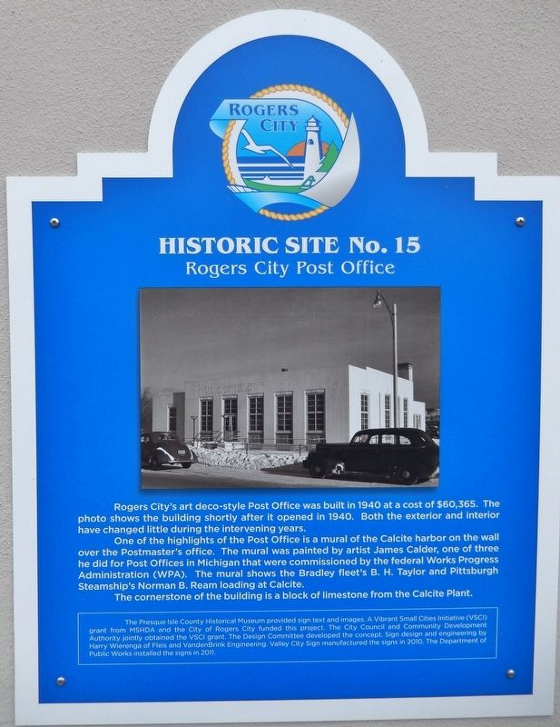 Rogers City Post Office Marker image. Click for full size.