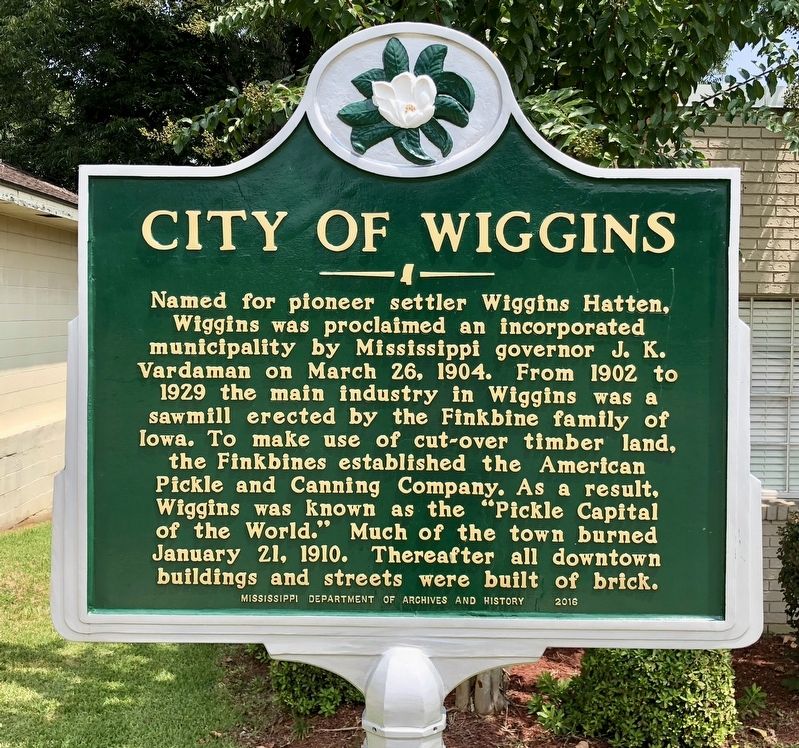 City of Wiggins Marker image. Click for full size.