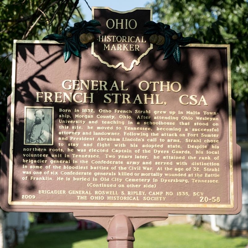 General Otho French Strahl, CSA Marker, Side One image. Click for full size.