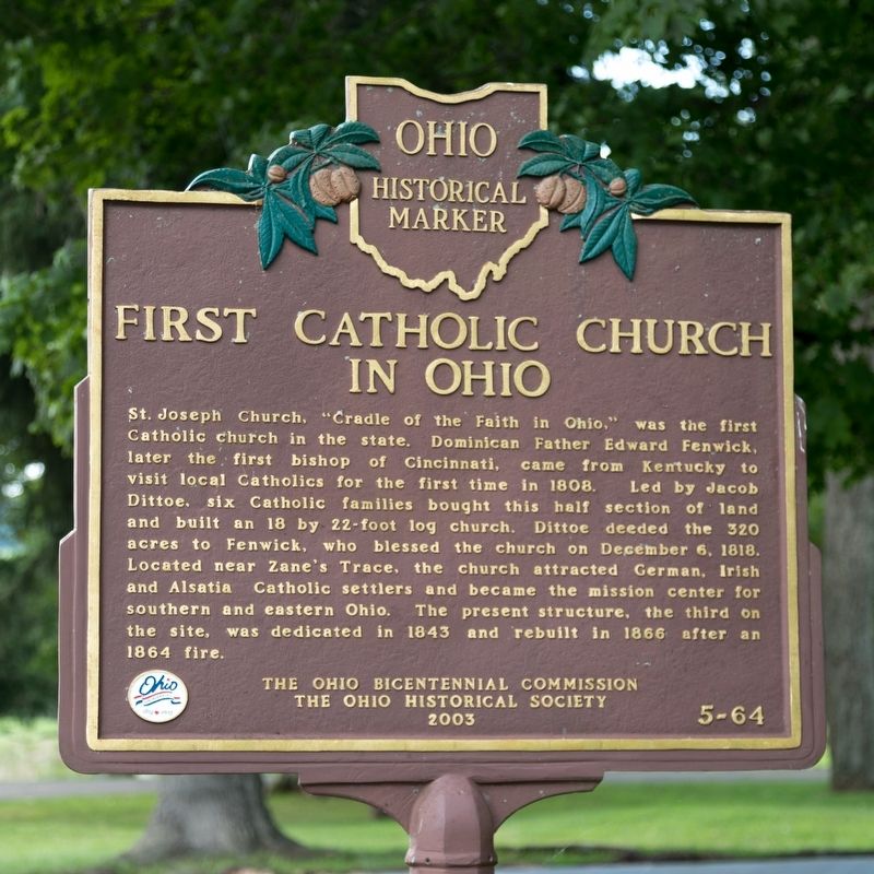 First Catholic Church in Ohio Marker image. Click for full size.