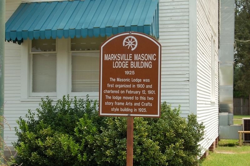 Marksville Masonic Lodge Building Marker. Click for full size. Marksville Masonic Lodge Building Marker image. Click for full size.