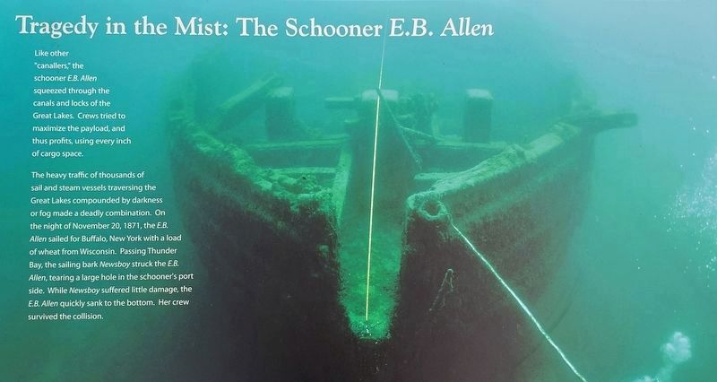 Marker detail: Schooner <i>E.B. Allen</i> image. Click for full size.