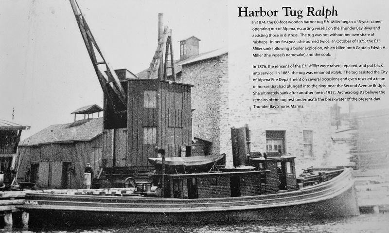 Marker detail: the harbor tug <i>Ralph</i> (1874-1917) image. Click for full size.