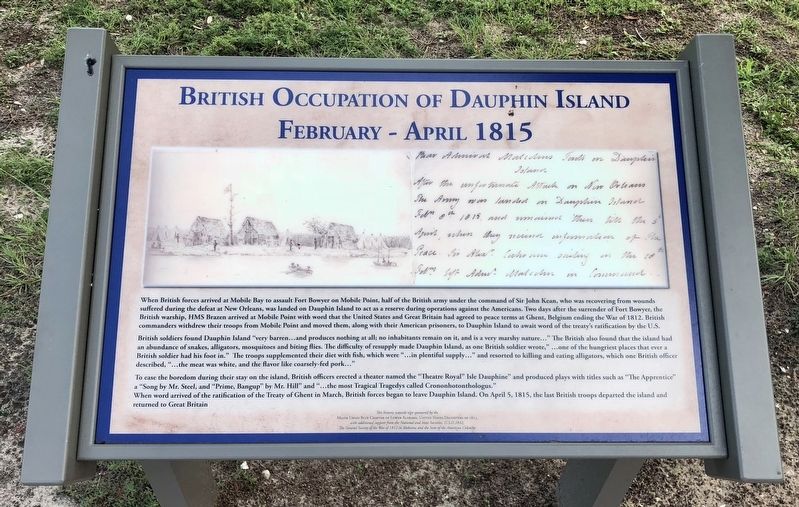 British Occupation of Dauphin Island Marker image. Click for full size.