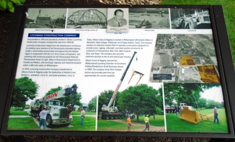 Lycoming Construction Company Marker. Click for full size. Lycoming Construction Company Marker image. Click for full size.