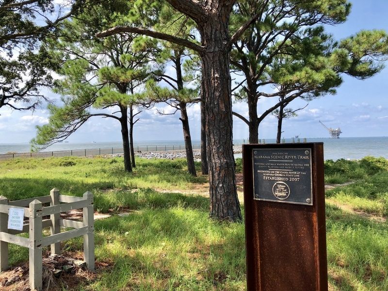 Looking west from marker into Mobile Bay. image, Touch for more information