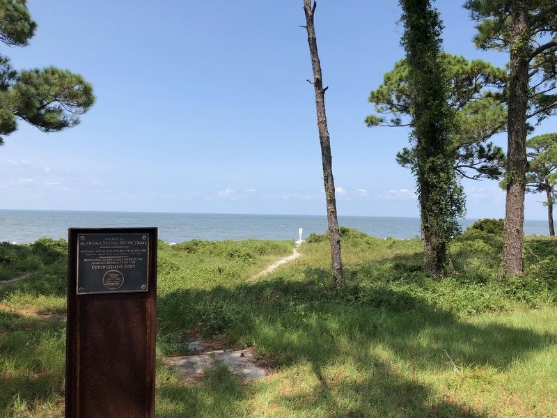 The view north into Mobile Bay towards the City of Mobile. image. Click for full size.