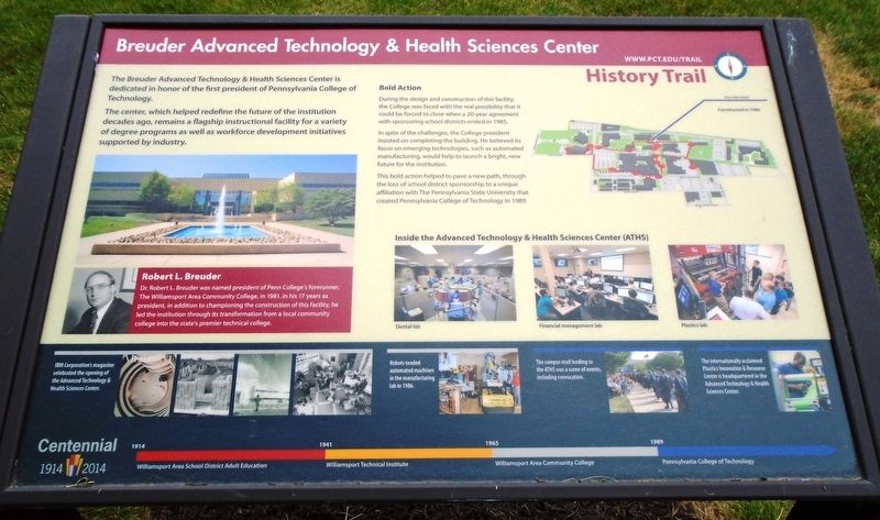 Breuder Advanced Technology & Health Sciences Center Marker. Click for full size. Breuder Advanced Technology & Health Sciences Center Marker image. Click for full size.