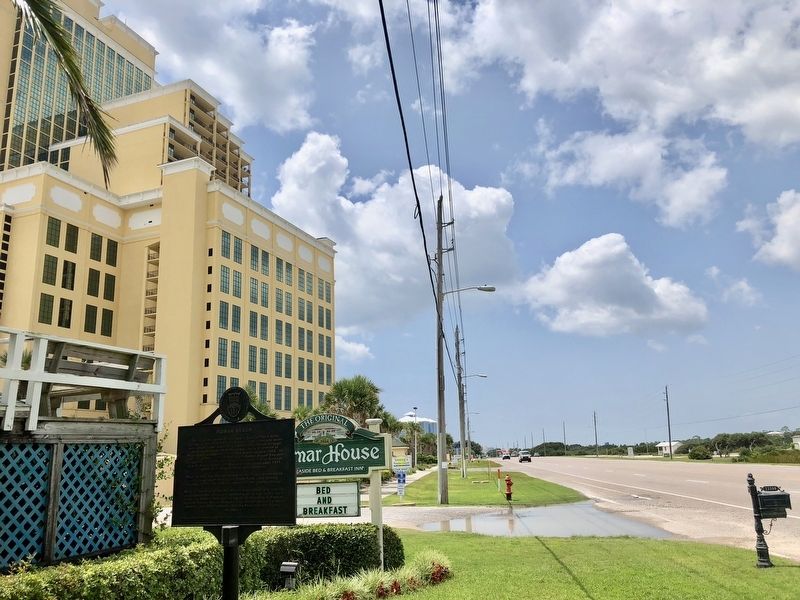 View from marker west towards "downtown" Gulf Shores.. Click for full size. View from marker west towards "downtown" Gulf Shores. image. Click for full size.