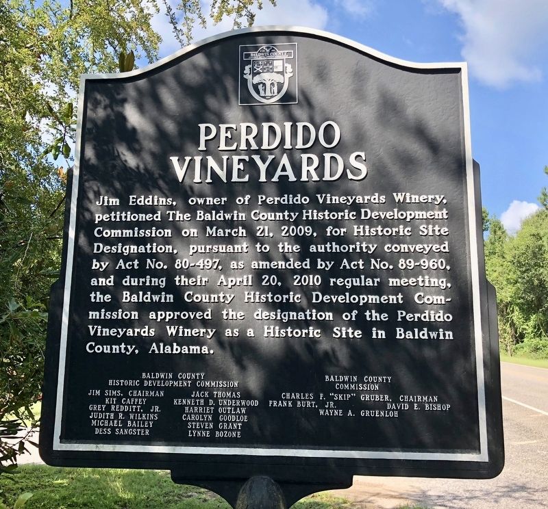 Perdido Vineyards Marker (reverse) image. Click for full size.