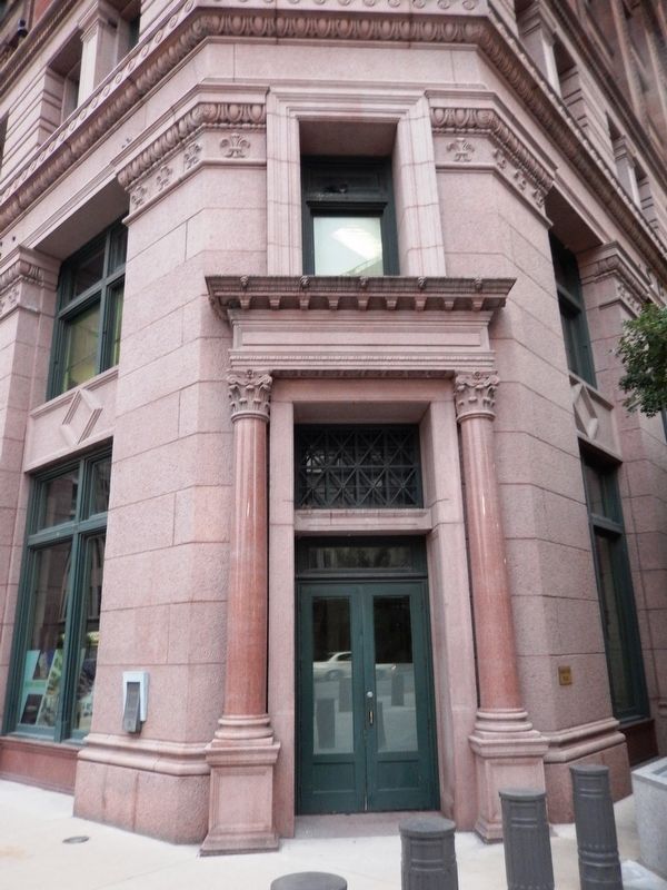 Security Building (<i>northeast corner view; marker is visible just left of corner door</i>). Click for full size. Security Building (<i>northeast corner view; marker is visible just left of corner door</i>) image. Click for full size.