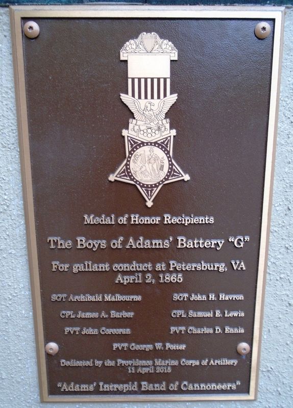 The Boys of Adams' Battery "G" Marker image. Click for full size.