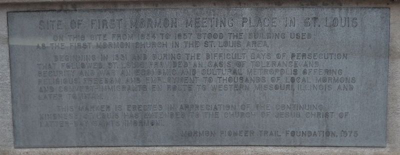 Site of First Mormon Meeting Place in St. Louis Marker image. Click for full size.