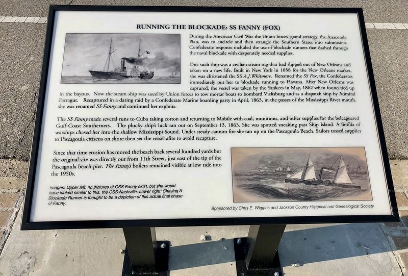 Running the Blockade: SS Fanny (Fox) Marker image. Click for full size.