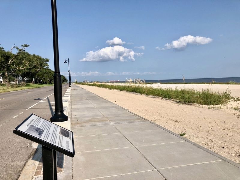 Running the Blockade: SS Fanny (Fox) Marker looking east along Beach Boulevard.. Click for full size. Running the Blockade: SS Fanny (Fox) Marker looking east along Beach Boulevard. image. Click for full size.