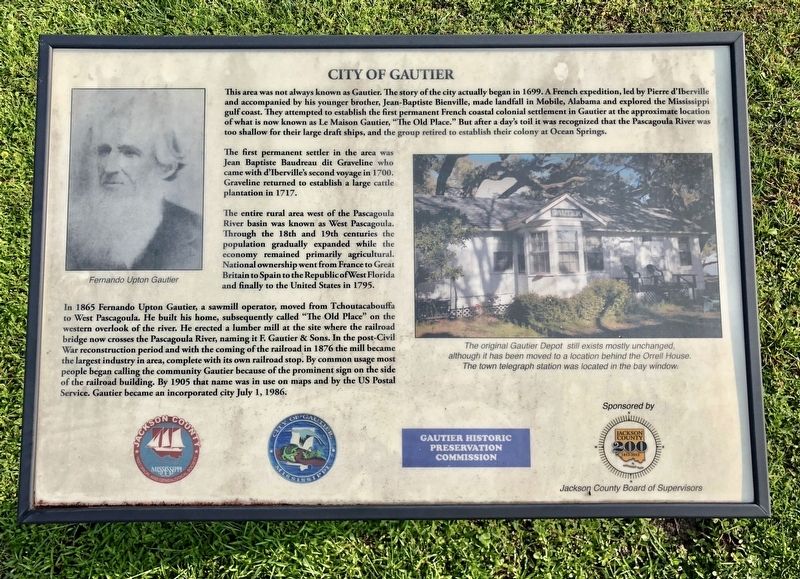 City of Gautier Marker image. Click for full size.