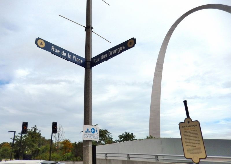 Rue des Granges Marker (<i>duplicate marker at Market Street intersection</i>) image. Click for full size.