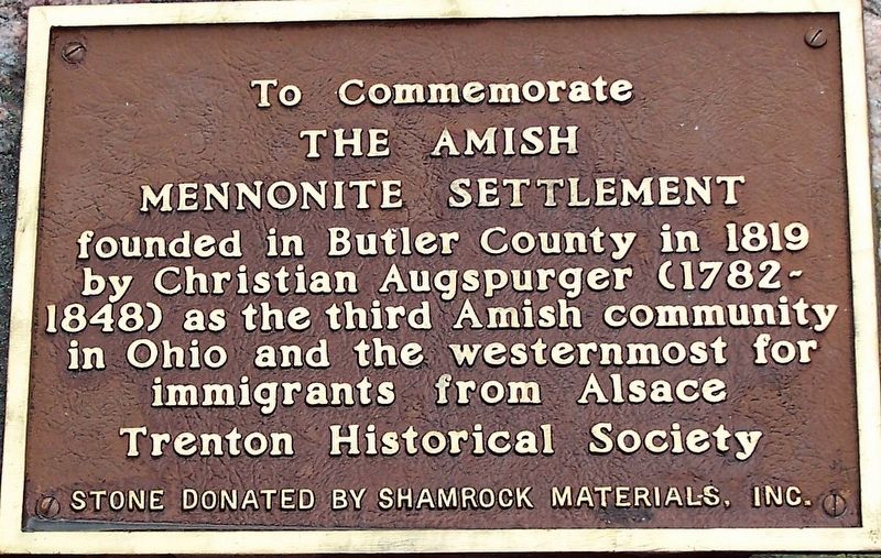The Amish Mennonite Settlement Marker image. Click for full size.