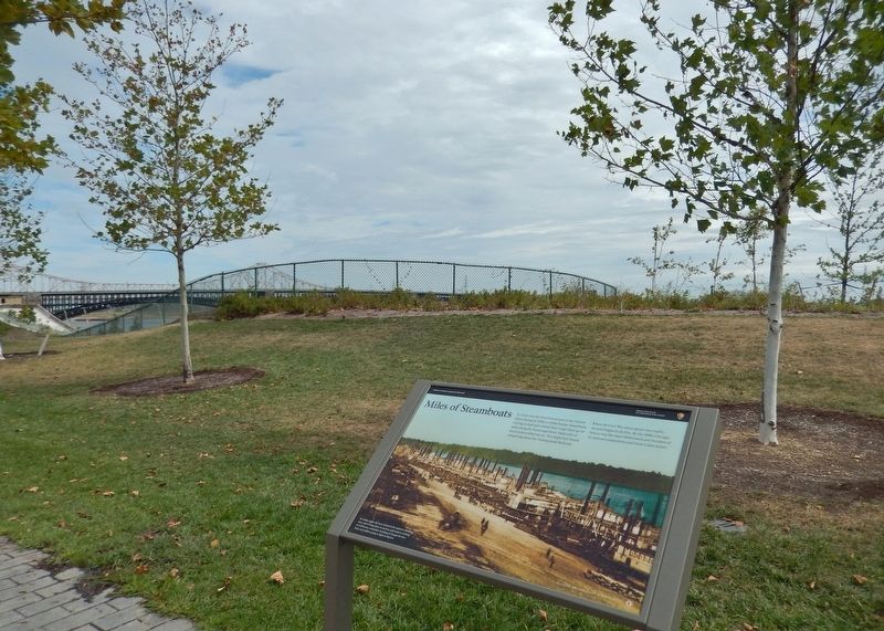 Miles of Steamboats Marker (<i>wide view</i>). Click for full size. Miles of Steamboats Marker (<i>wide view</i>) image. Click for full size.