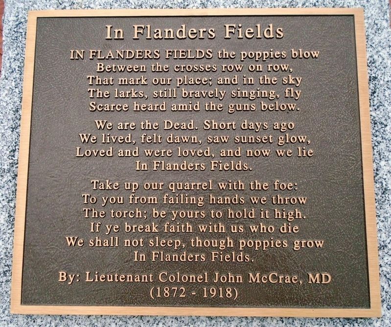 War Memorial Flanders Fields Marker image. Click for full size.