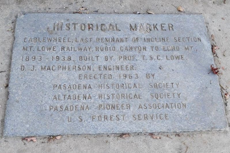 Mount Lowe Railway Marker. Click for full size. Mount Lowe Railway Marker image. Click for full size.