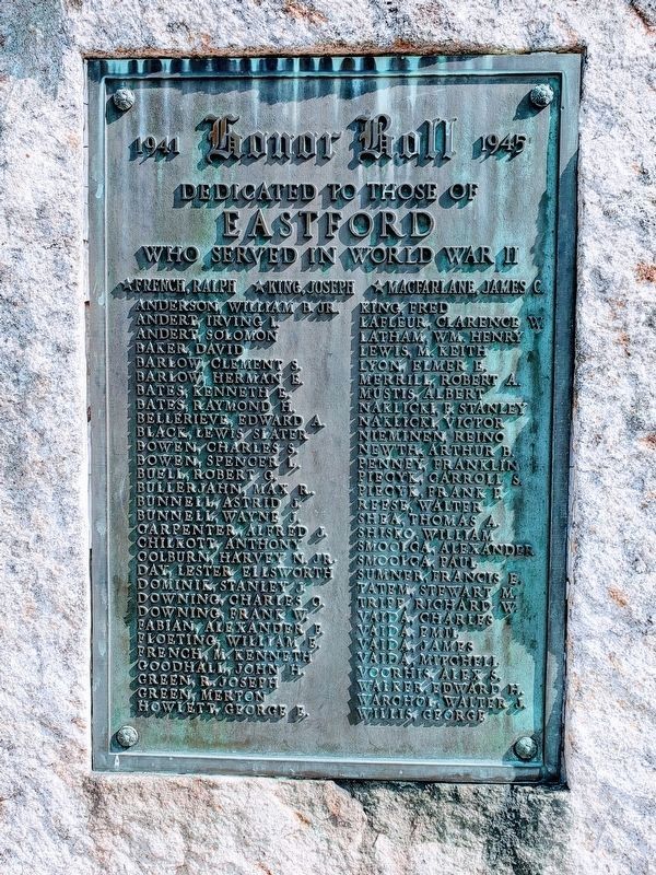 WWII Honor Roll. Click for full size. WWII Honor Roll image. Click for full size.