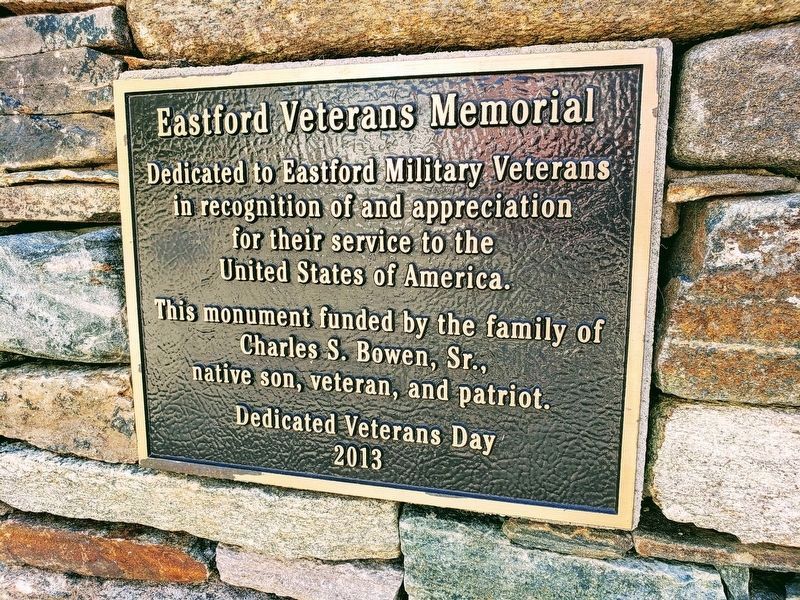 Eastford Veterans Memorial Marker. Click for full size. Eastford Veterans Memorial Marker image. Click for full size.