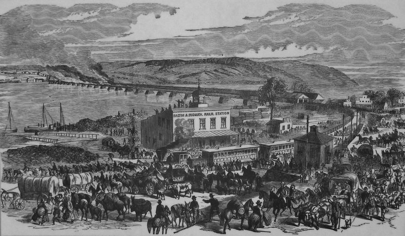 Marker detail: Citizens fleeing Columbia image. Click for full size.