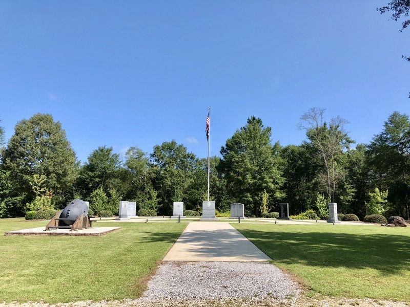 Baldwin County WWI Monument is barely visible behind mortar on left. image. Click for full size.