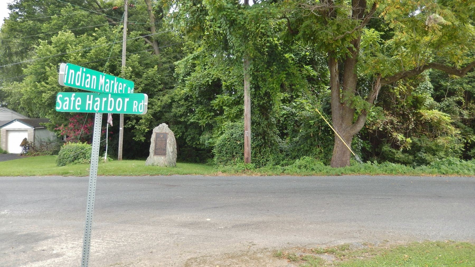 Conestoga Indian Town Marker (<i>wide view from west side of Safe Harbor Road</i>) image. Click for full size.