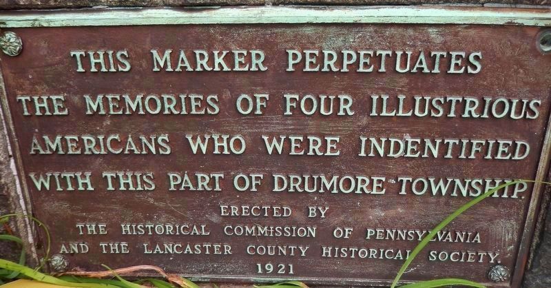 Drumore Township Illustrious Americans Marker<br>(<i>Marker Legend - located at base of marker</i>) image. Click for full size.