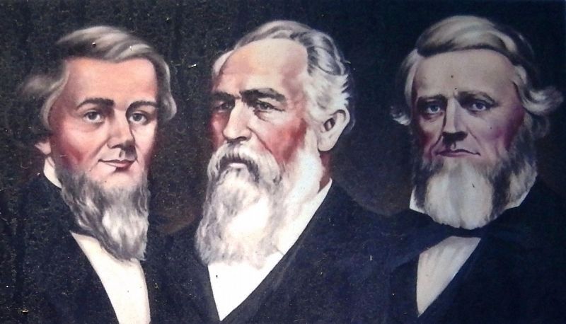 Marker detail: William H. Russell, Alexander Majors, and William B. Waddell image. Click for full size.