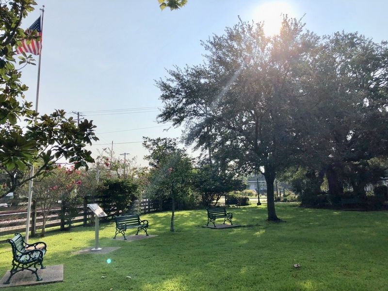 Marshall Park Marker and a portion of parking looking easterly. image. Click for full size.